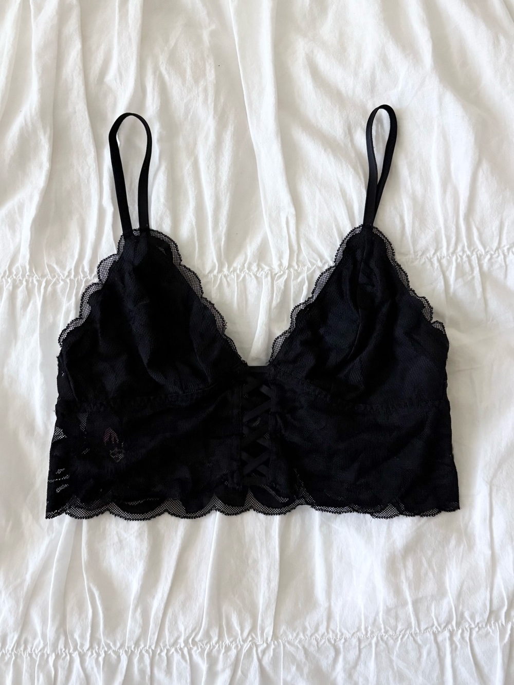 Victoria's Secret Black Lace Bralette with Scalloped Trim
